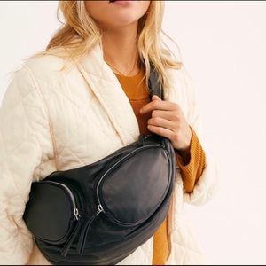 Free People Kaia Leather Sling Bag Black